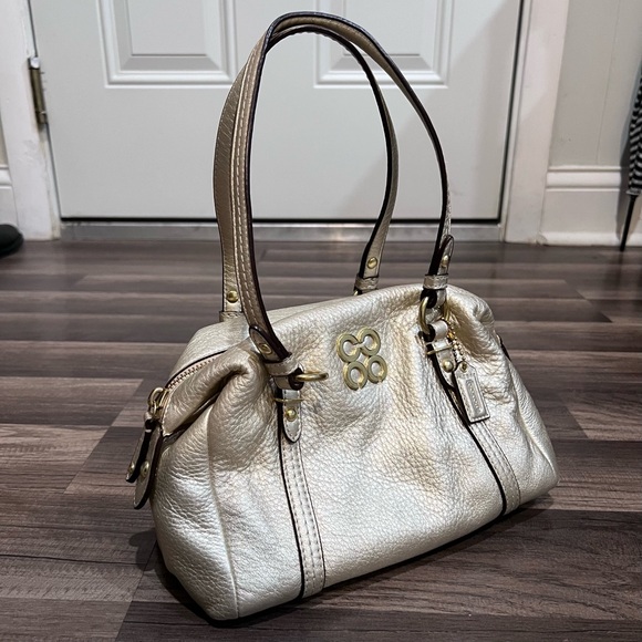 COACH Julia Mini Duffle Boston Metallic Gold Leather Handbag - Picture 1 of 10
